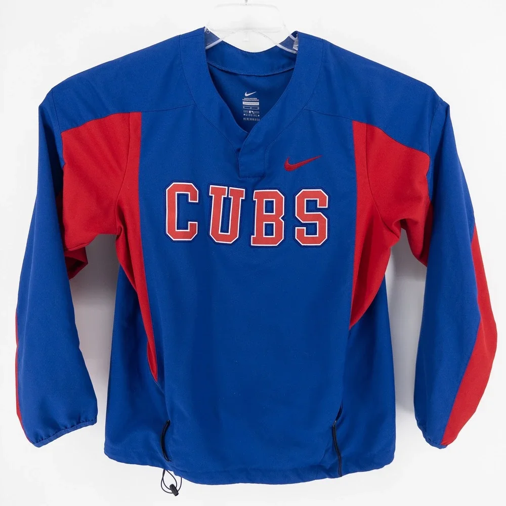 Chicago Cubs Nike Mens M Windbreaker Blue Red MLB Pullover Training Jacket Shirt
